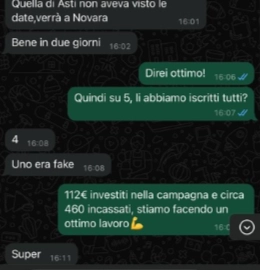 Chat WhatsApp con risultati vendita